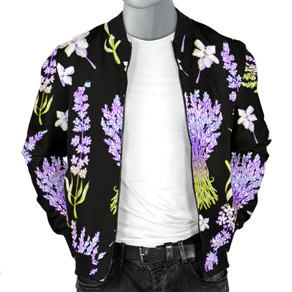Lavender Pattern Print Design LV04 Men Bomber Jacket