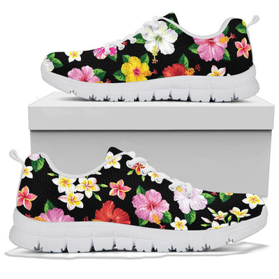 Hibiscus Pattern Print Design HB025 Sneakers White Bottom Shoes