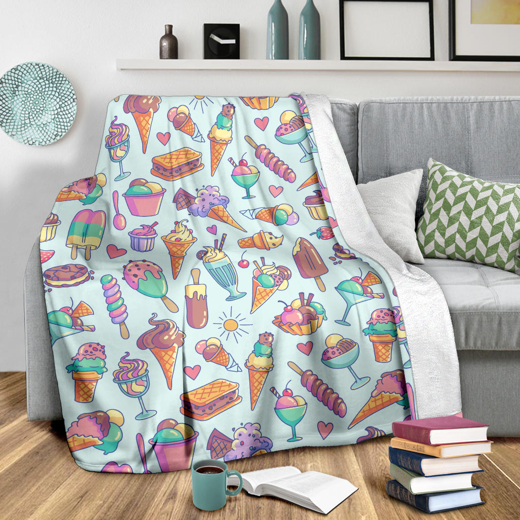Ice Cream Pattern Print Design IC02 Fleece Blanket