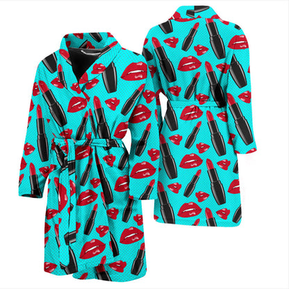 Lipstick Pattern Print Design LT02 Men Bathrobe