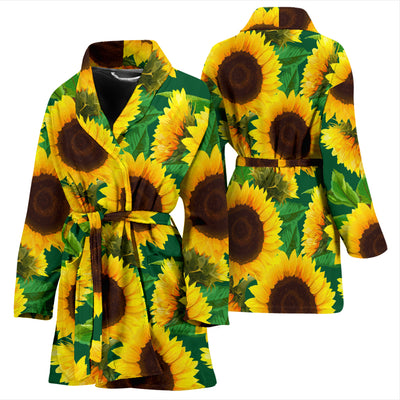 Sunflower Pattern Print Design SF02 Women Bathrobe