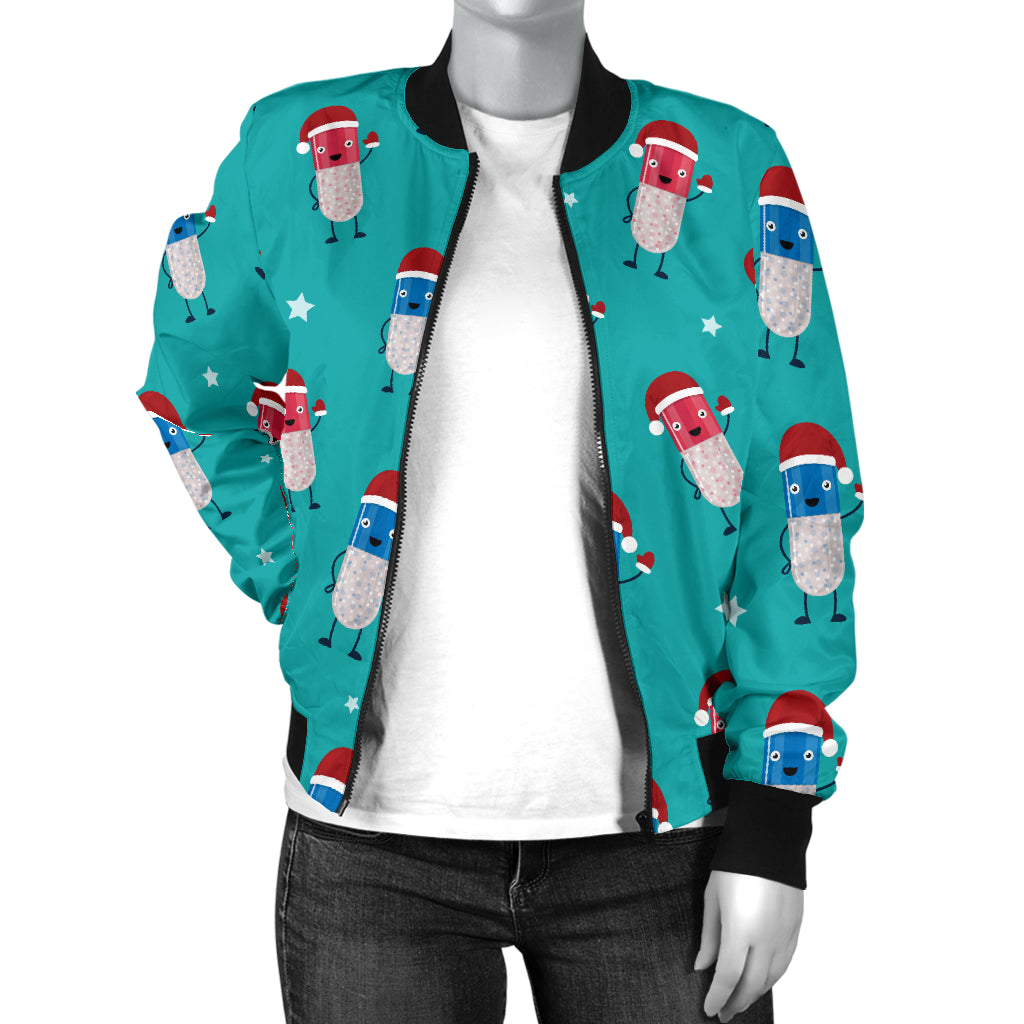 Pill Pattern Print Design A03 Women's Bomber Jacket