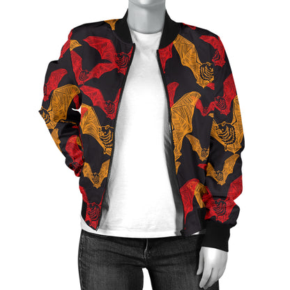 Bat Pattern Print Design 01 Women's Bomber Jacket
