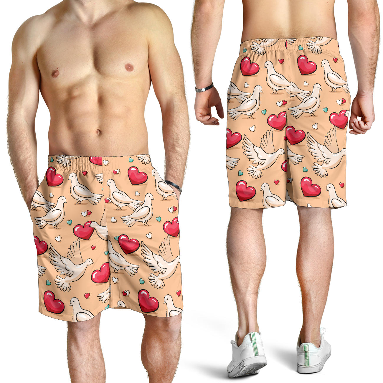 Pigeon Heart Pattern Print Design 04 Mens Shorts