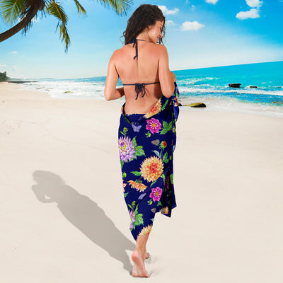 Dahlia Pattern Print Design DH010 Sarong Pareo Wrap