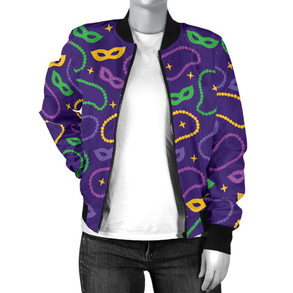 Mardi Gras Pattern Print Design 04 Women's Bomber Jacket