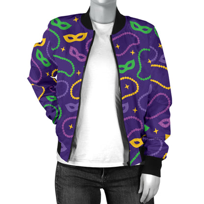 Mardi Gras Pattern Print Design 04 Women's Bomber Jacket