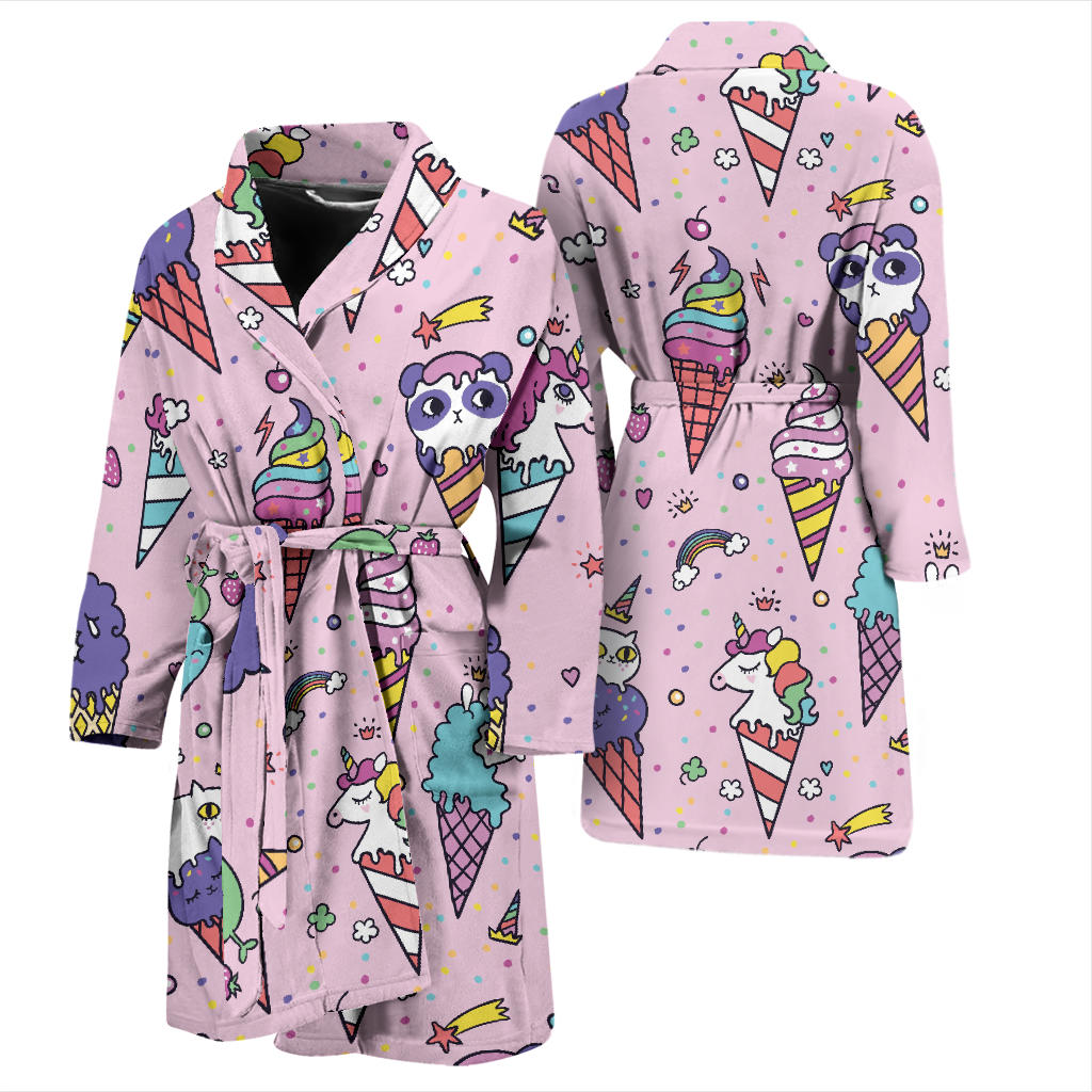 Ice Cream Pattern Print Design IC05 Men Bathrobe