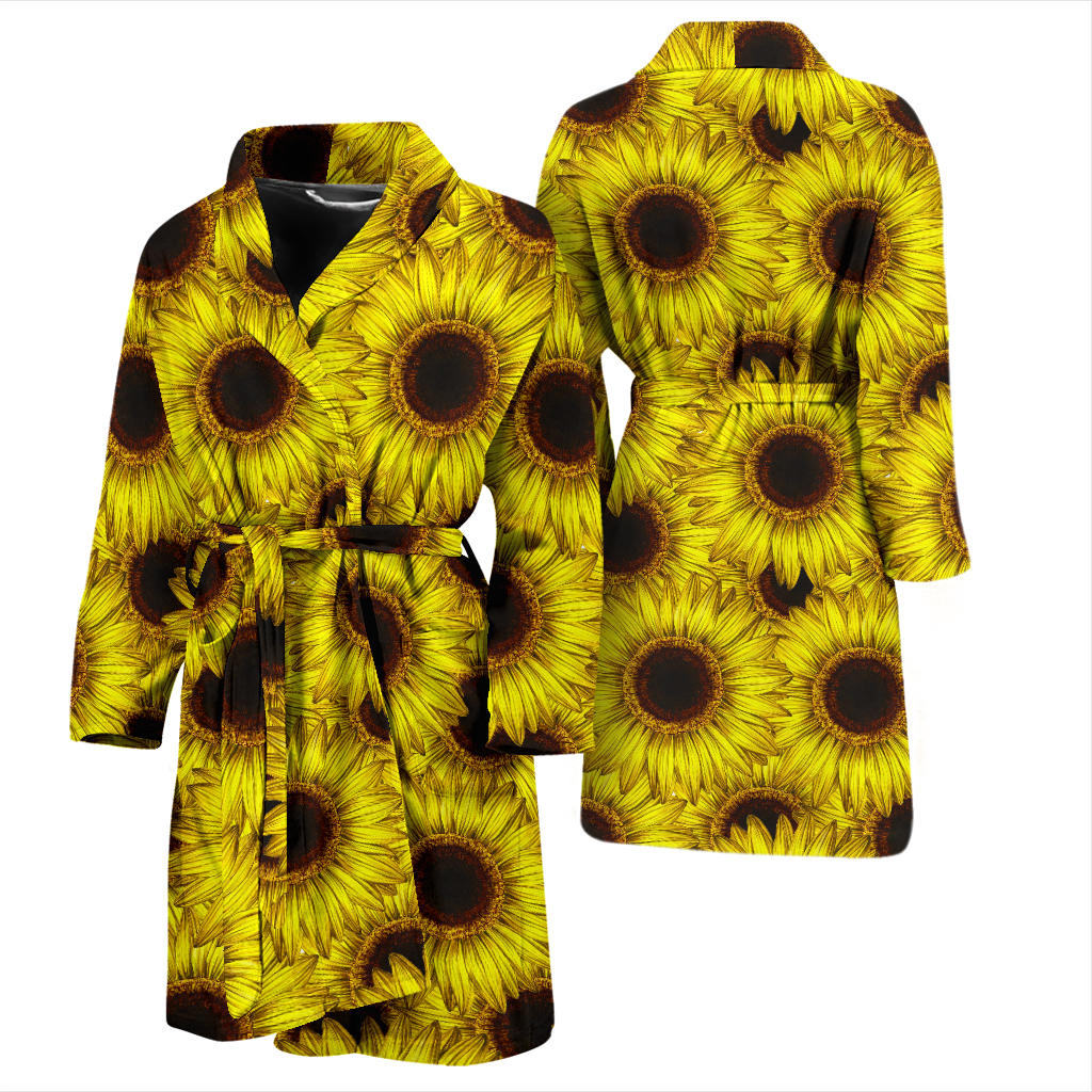 Sunflower Pattern Print Design SF011 Men Bathrobe