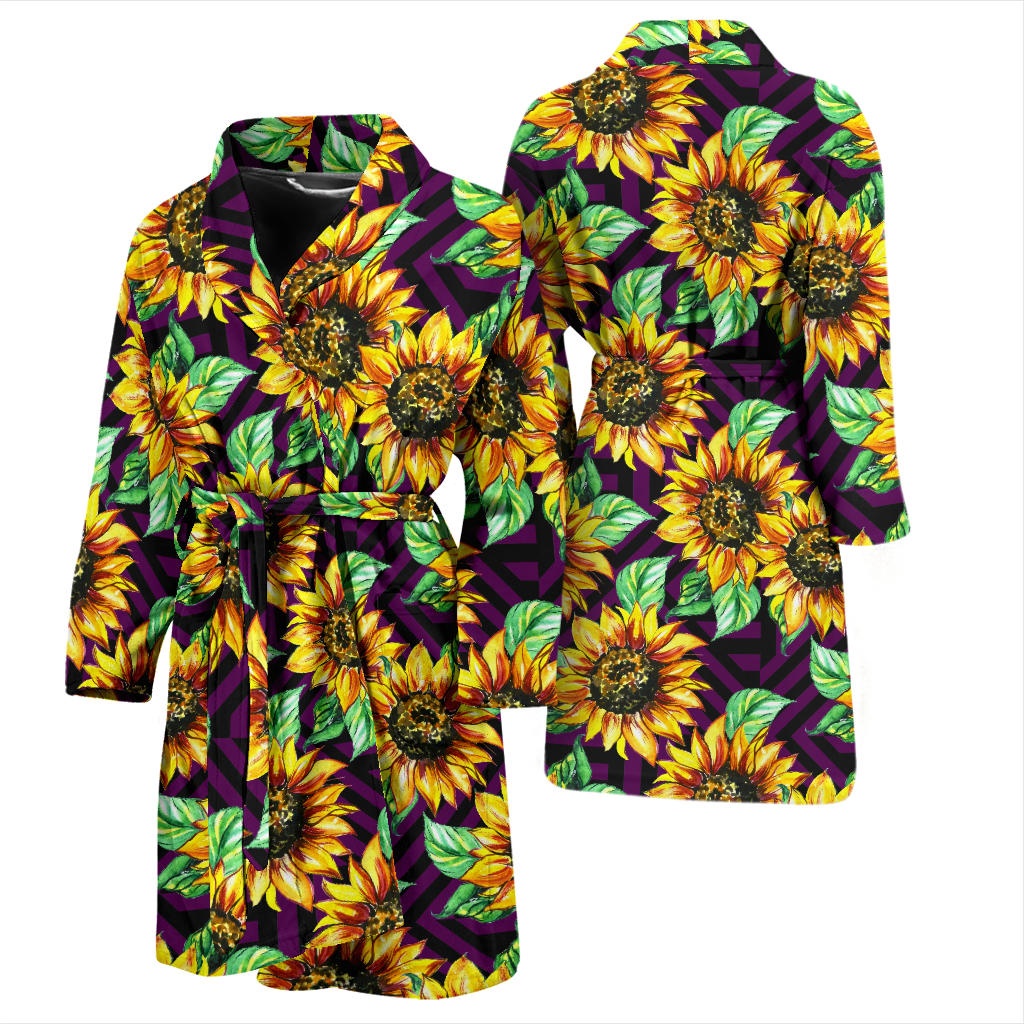 Sunflower Pattern Print Design SF012 Men Bathrobe