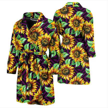 Sunflower Pattern Print Design SF012 Men Bathrobe