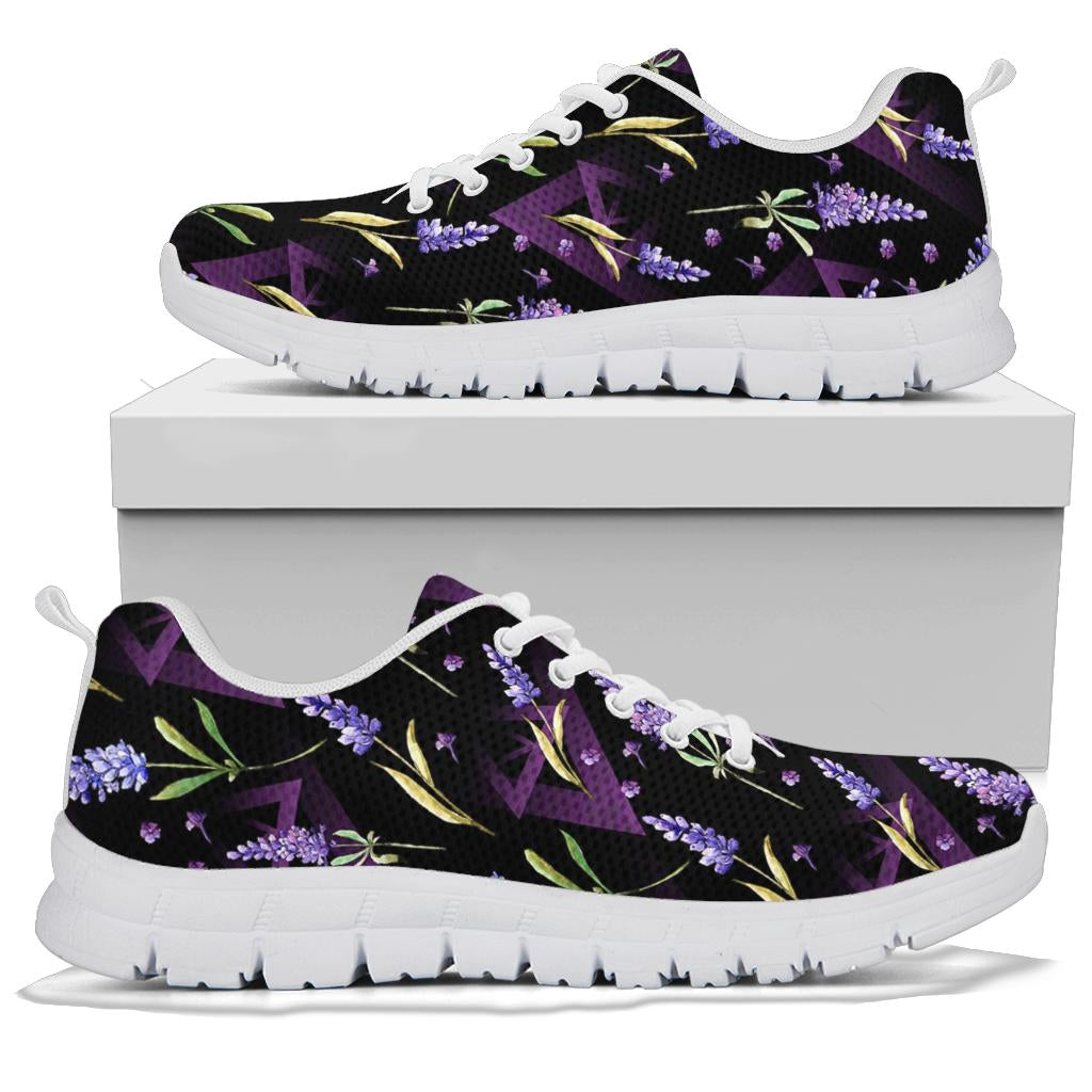 Lavender Pattern Print Design LV07 Sneakers White Bottom Shoes