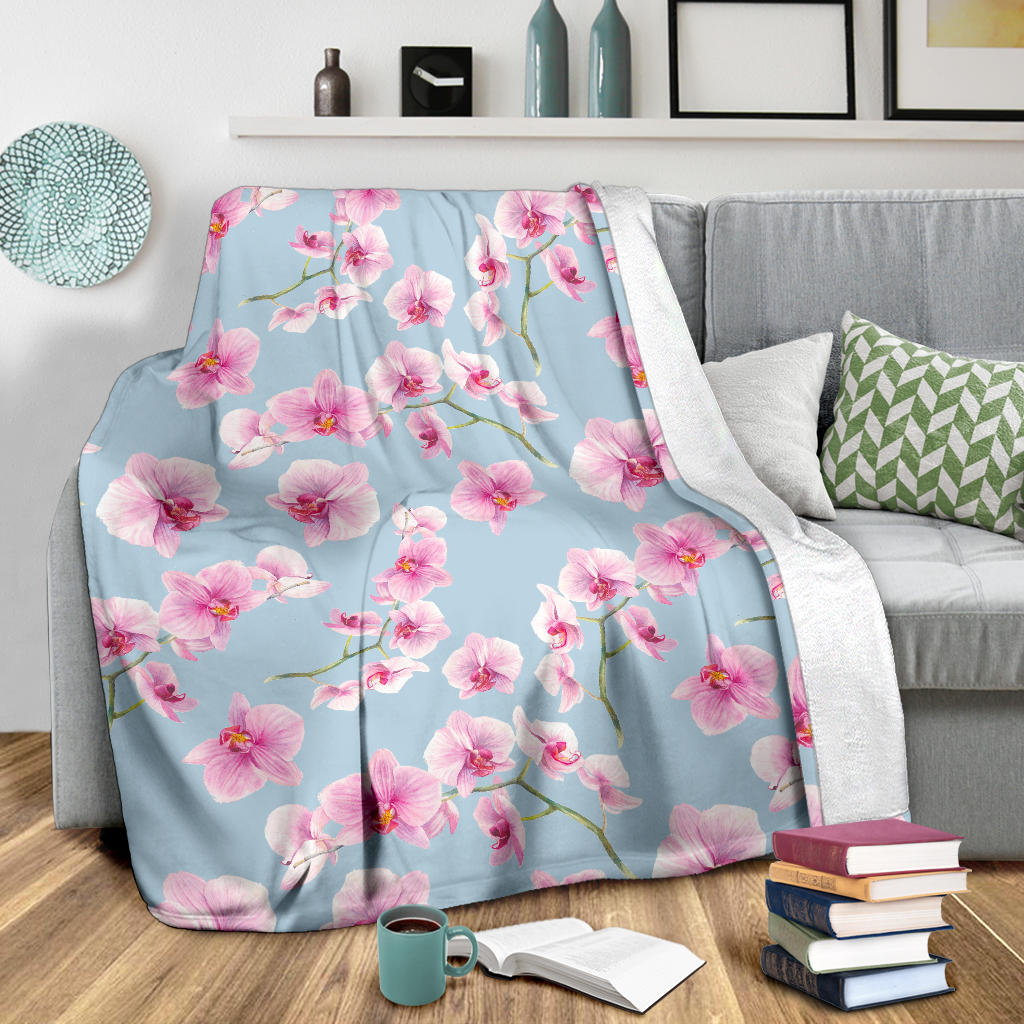 Orchid Pink Pattern Print Design OR01 Fleece Blanket