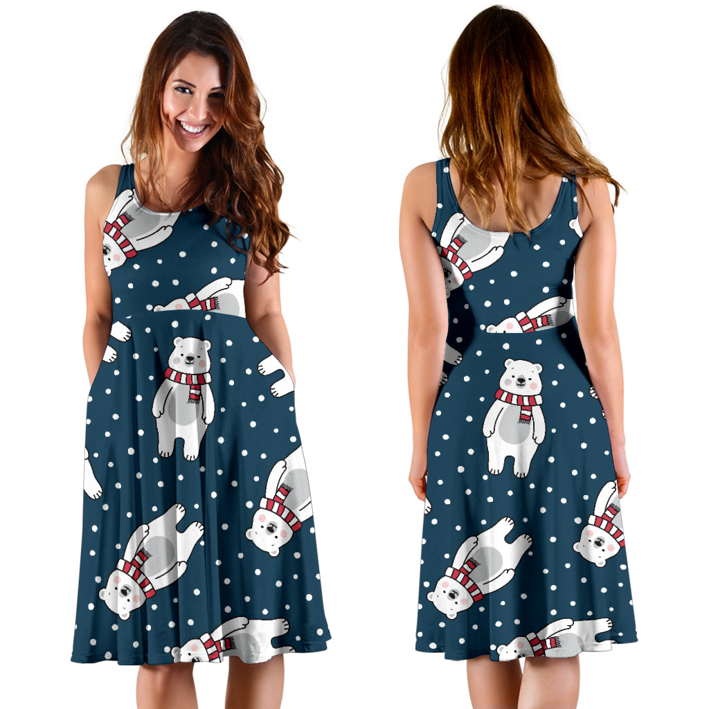 Polar Bear Pattern Print Design PB05 Midi Dress