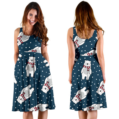 Polar Bear Pattern Print Design PB05 Midi Dress