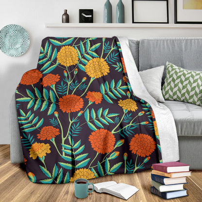 Marigold Pattern Print Design MR01 Fleece Blanket