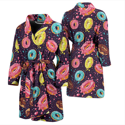 Donut Pattern Print Design DN03 Men Bathrobe