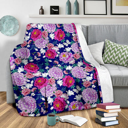 Dahlia Pattern Print Design DH013 Fleece Blanket