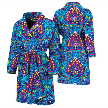 Lotus Boho Pattern Print Design LO010 Men Bathrobe