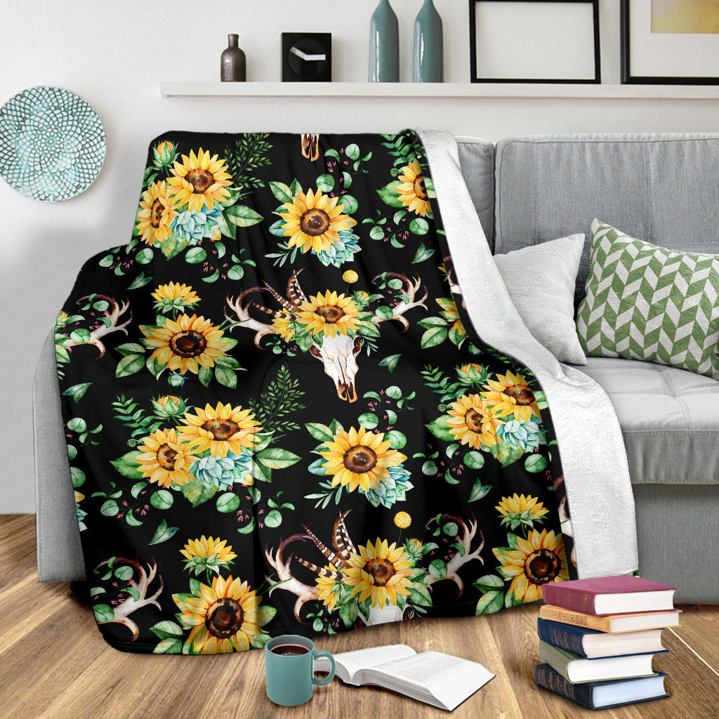 Sunflower Pattern Print Design SF08 Fleece Blanket
