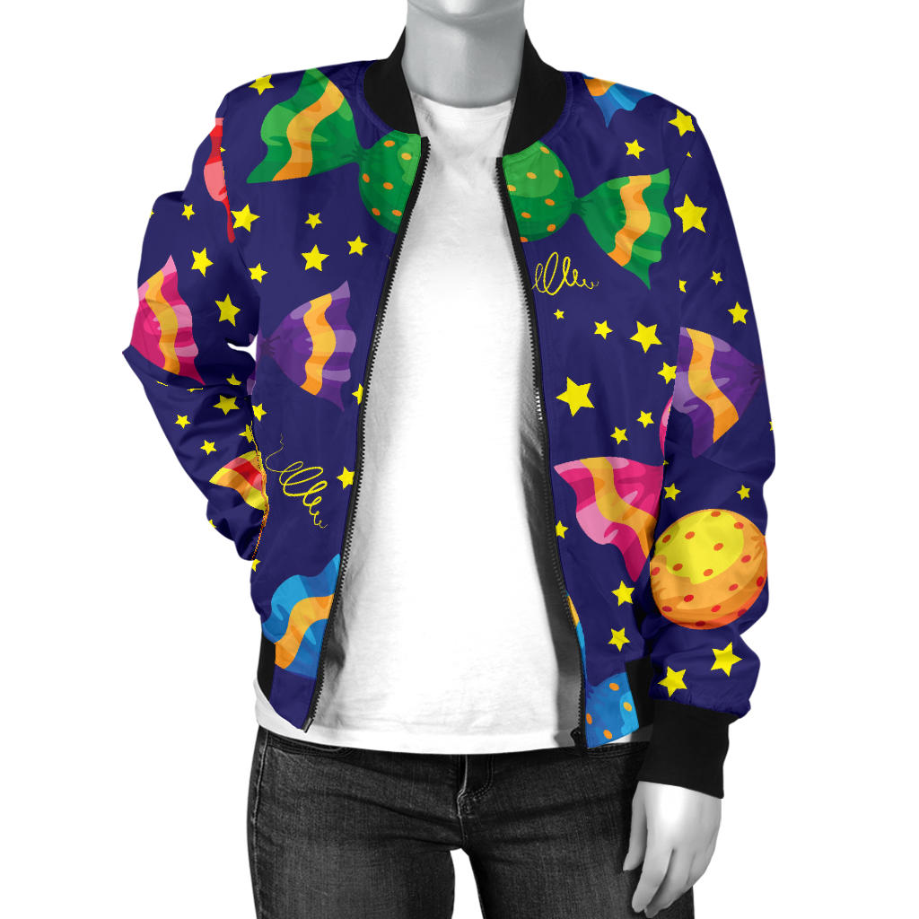 Candy Pattern Print Design CA06 Women Bomber Jacket