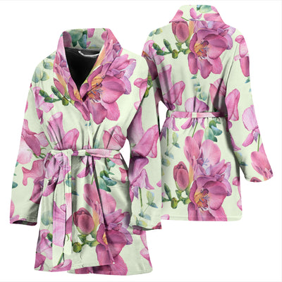 Peony Pattern Print Design PE011 Women Bathrobe