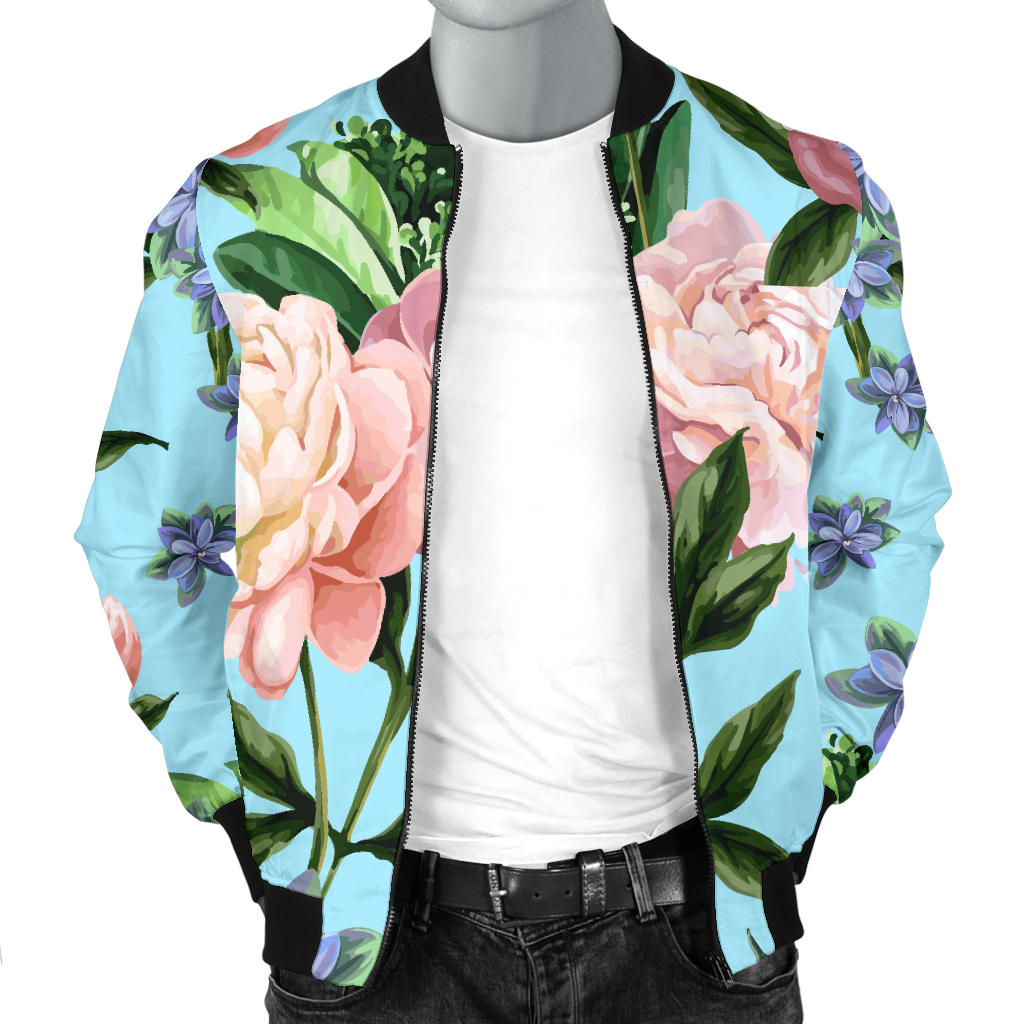 Peony Pattern Print Design PE02 Men Bomber Jacket