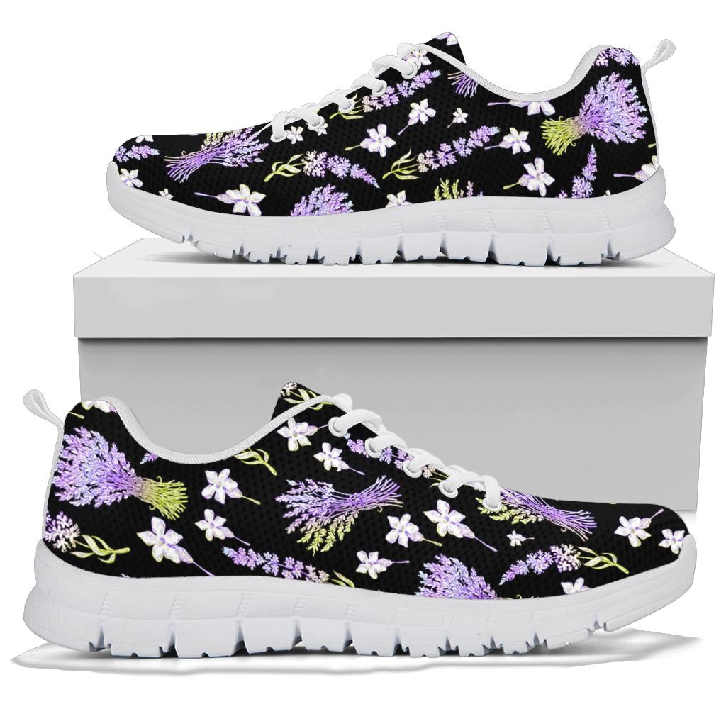 Lavender Pattern Print Design LV04 Sneakers White Bottom Shoes
