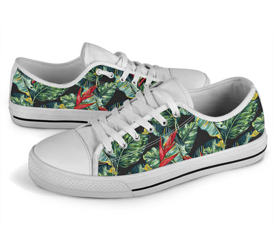 Bird Of Paradise Pattern Print Design BOP06 White Bottom Low Top Shoes