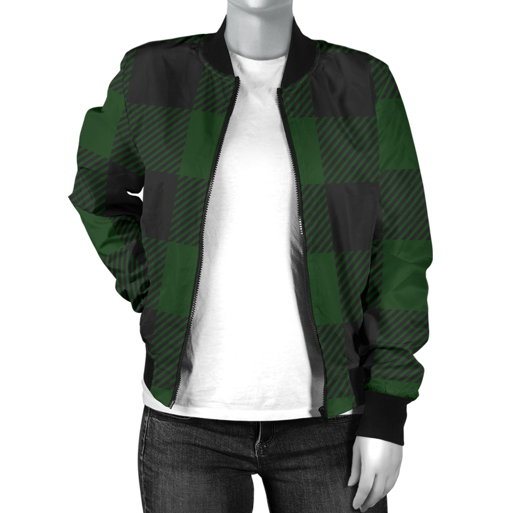 Buffalo check Green Pattern Print Design 02 Women's Bomber Jacket