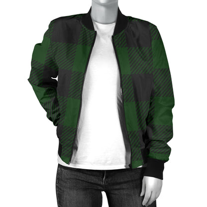 Buffalo check Green Pattern Print Design 02 Women's Bomber Jacket