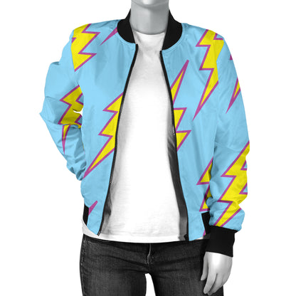 Lightning Thunder Pattern Print Design 02 Women's Bomber Jacket