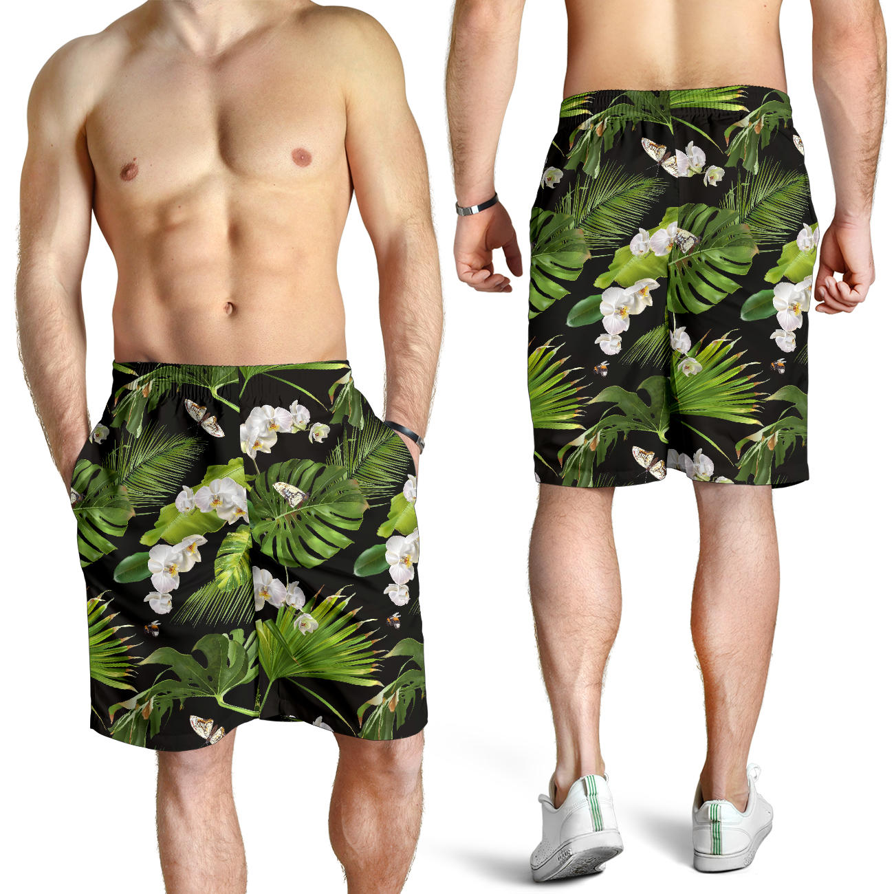 Tropical Flower Pattern Print Design TF026 Mens Shorts