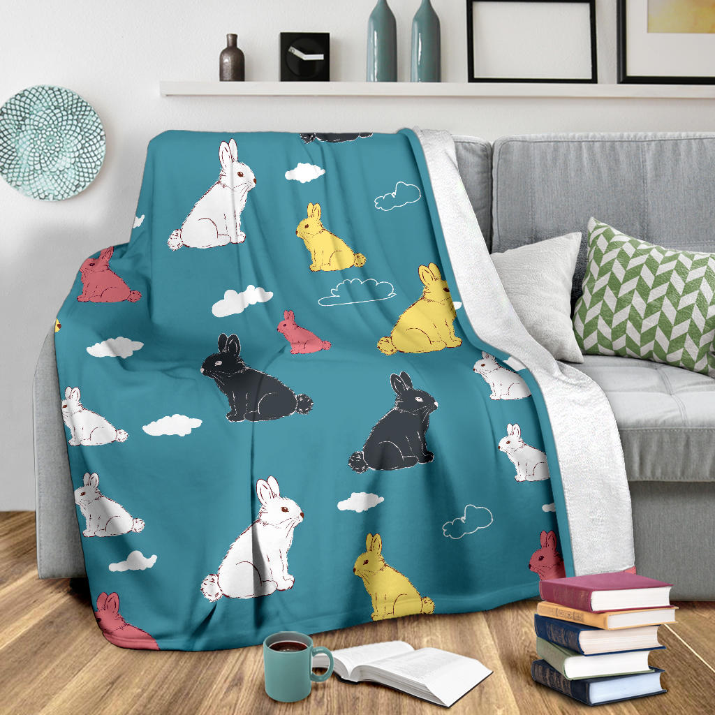 Rabbit Pattern Print Design RB014 Fleece Blanket