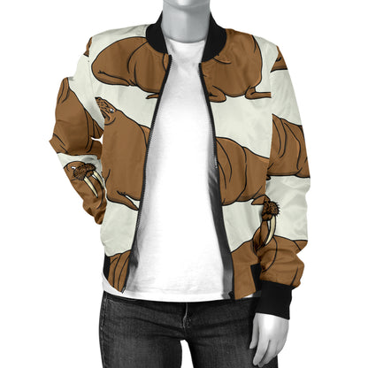 Walrus Pattern Print Design 03 Women's Bomber Jacket