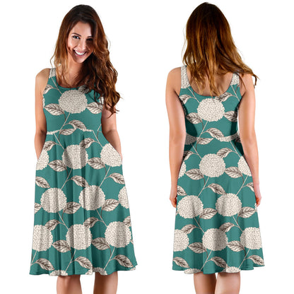 Hydrangea Pattern Print Design HD03 Midi Dress