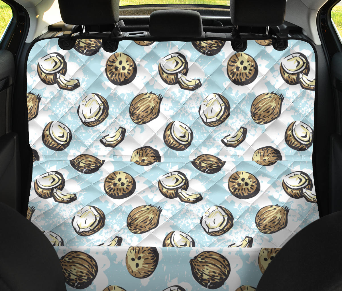 Coconut Pattern Print Design CN01 Rear Dog  Seat Cover
