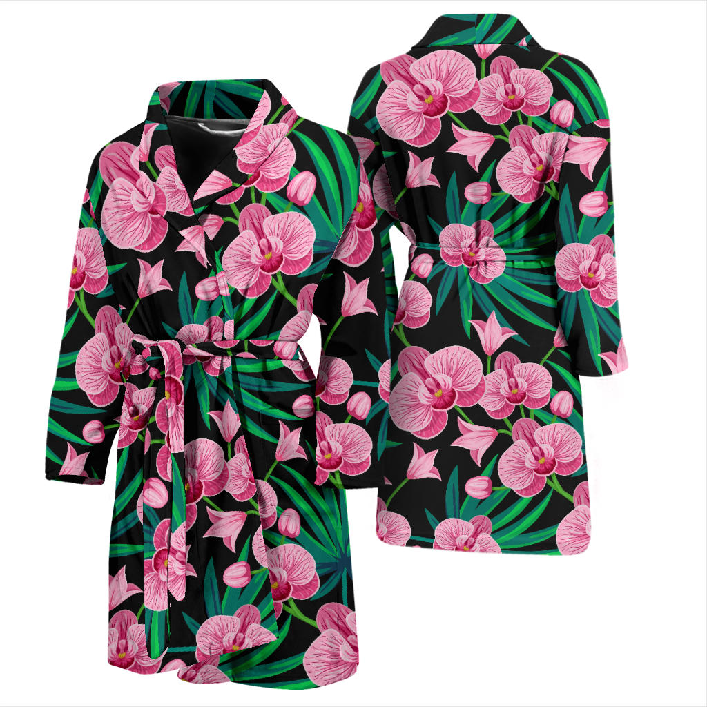 Orchid Pink Pattern Print Design OR06 Men Bathrobe