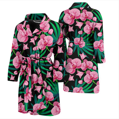 Orchid Pink Pattern Print Design OR06 Men Bathrobe