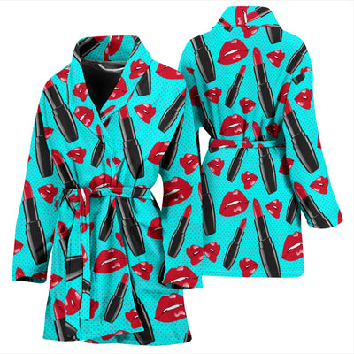 Lipstick Pattern Print Design LT02 Women Bathrobe