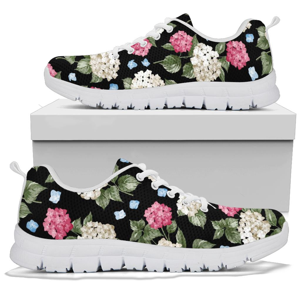 Hydrangea Pattern Print Design HD09 Sneakers White Bottom Shoes
