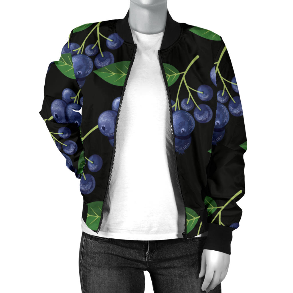 Blueberry Pattern Print Design BB01 Women Bomber Jacket