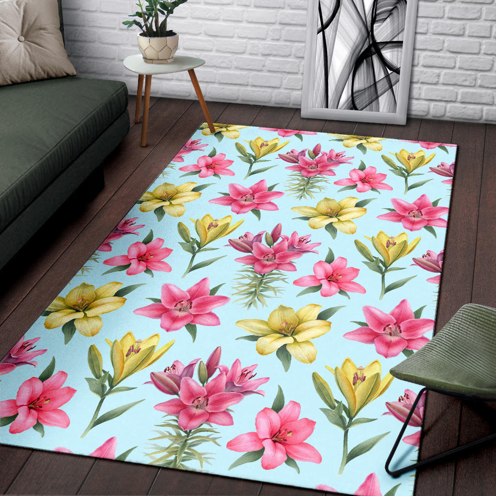 Lily Pattern Print Design LY010 Area Rugs