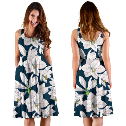 Amaryllis Pattern Print Design AL02 Midi Dress
