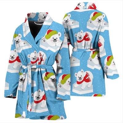 Polar Bear Pattern Print Design PB06 Women Bathrobe