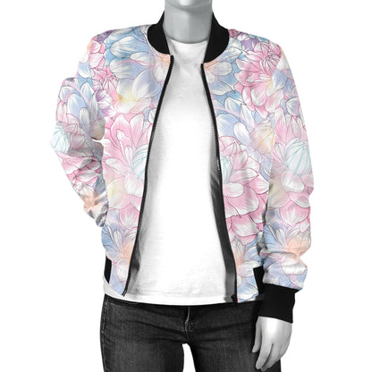 Dahlia Pattern Print Design 01 Women's Bomber Jacket