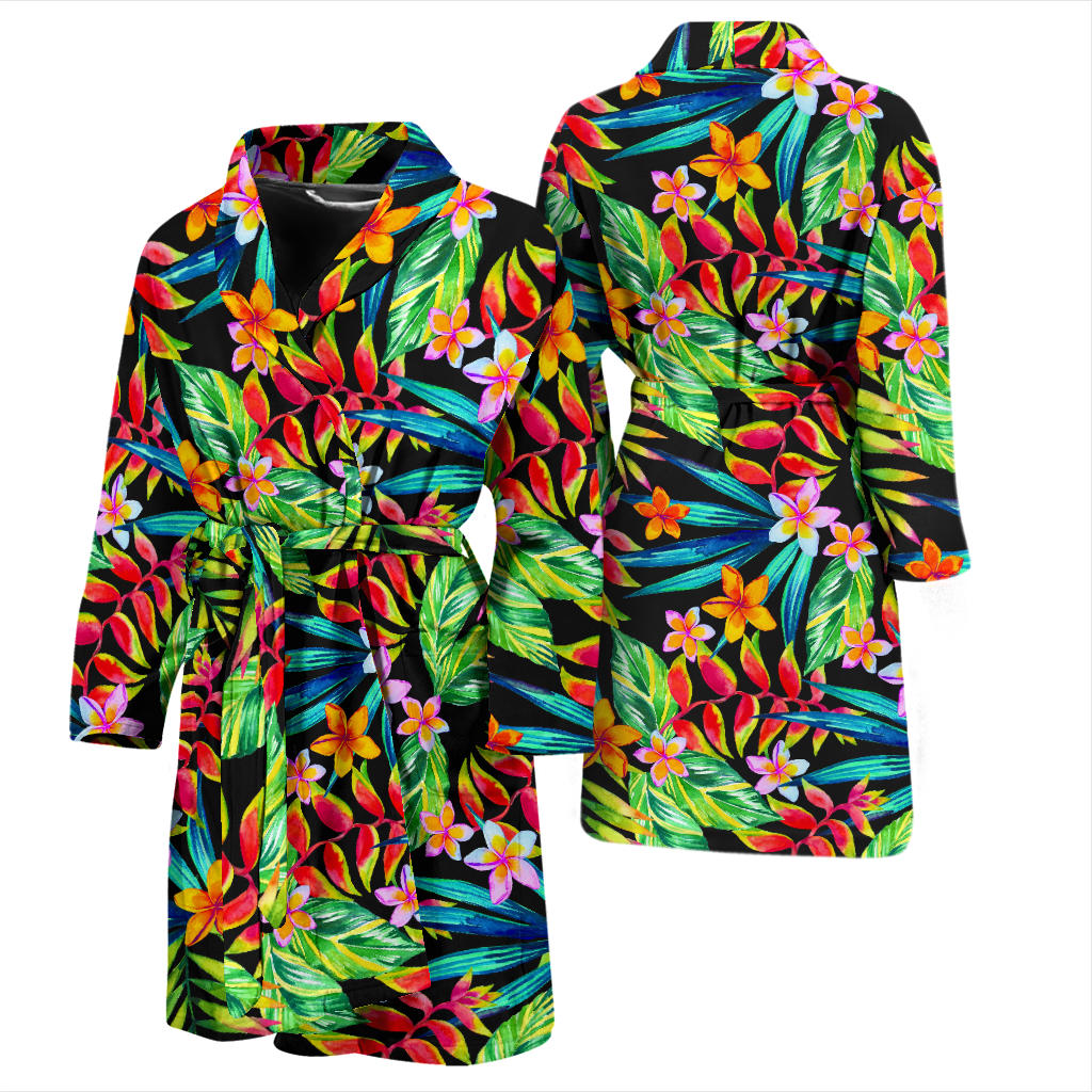 Heliconia Pattern Print Design HL09 Men Bathrobe