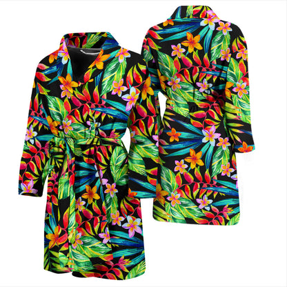 Heliconia Pattern Print Design HL09 Men Bathrobe