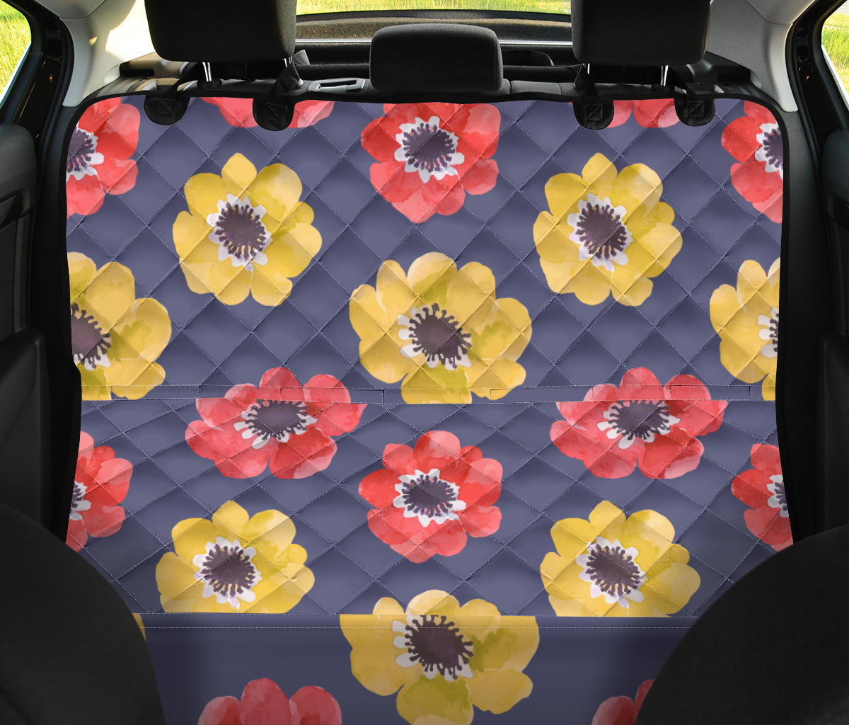 Anemone Pattern Print Design AM010 Rear Dog  Seat Cover