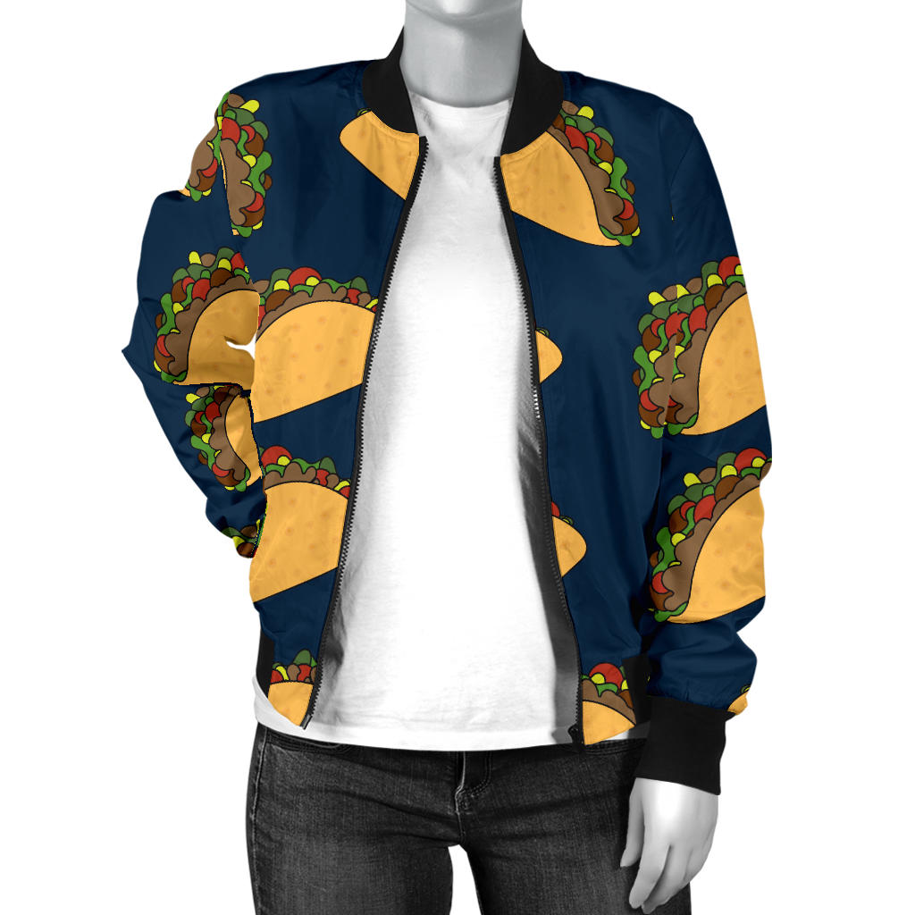 Taco Pattern Print Design TC04 Women Bomber Jacket